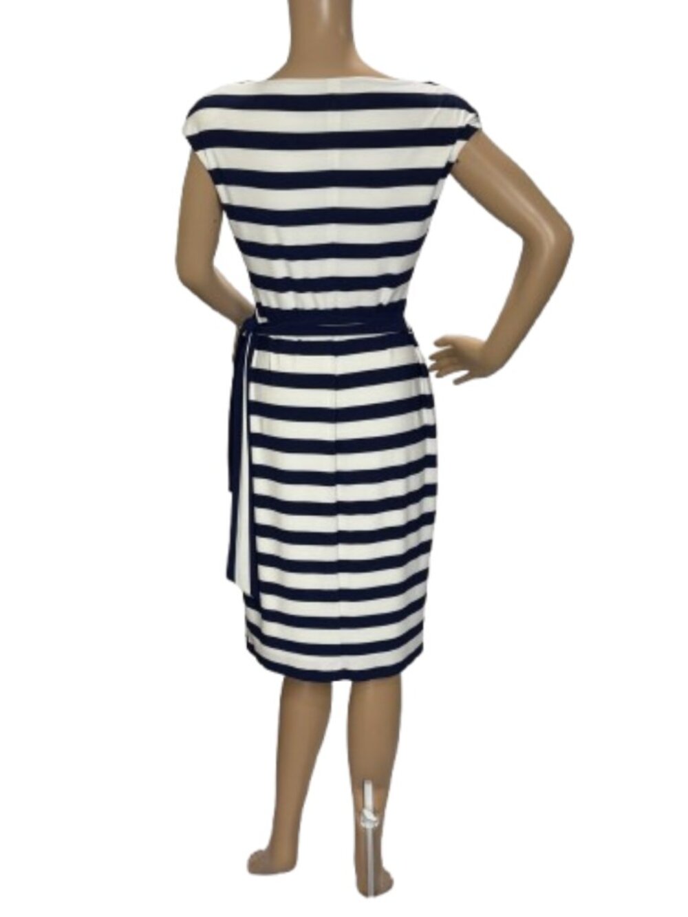 Lauren Ralph Lauren Nautical Stripe Draped Faux Wrap Dress - Picture 6 of 8